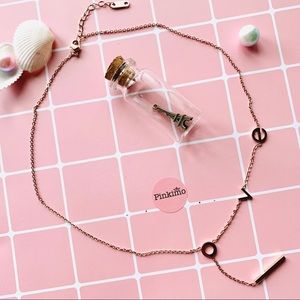 "LOVE" 18k Rose Gold Plated Titanium Necklace